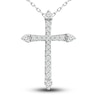 Thumbnail Image 1 of Diamond Cross Necklace 1/4 ct tw Round-cut 10K White Gold 18"