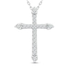 Thumbnail Image 1 of Diamond Cross Necklace 1/2 ct tw Round-cut 10K White Gold 18"