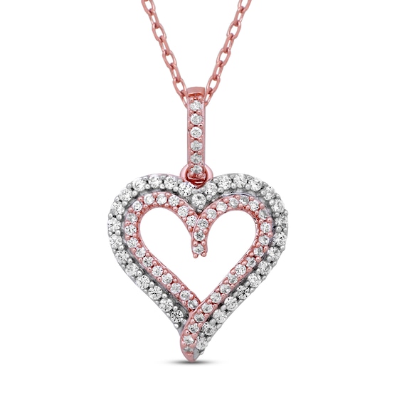 Diamond Heart Necklace 1/4 ct tw 10K Rose Gold 18"