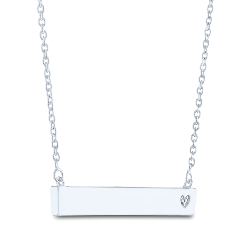 Main Image 2 of Diamond Heart Bar Necklace Sterling Silver 16.75"