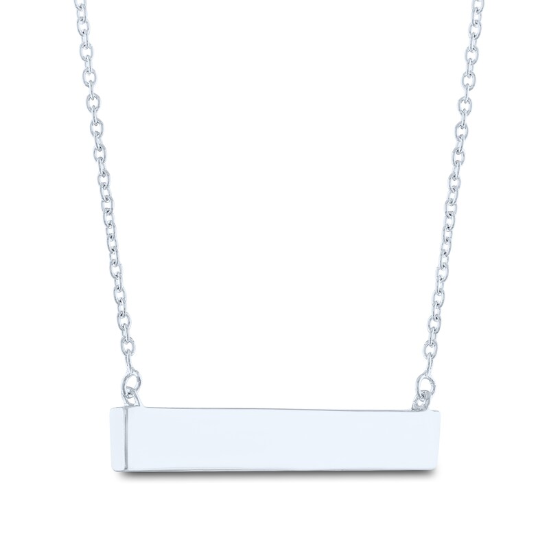 Main Image 3 of Diamond Heart Bar Necklace Sterling Silver 16.75"