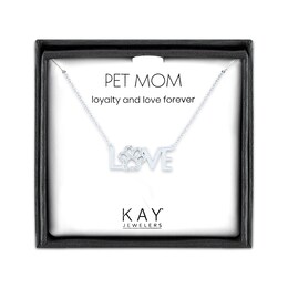 Diamond Love Paw Necklace Sterling Silver 17.25"