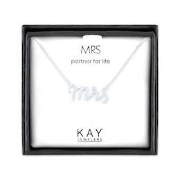Diamond Mrs Necklace Sterling Silver 17.25"
