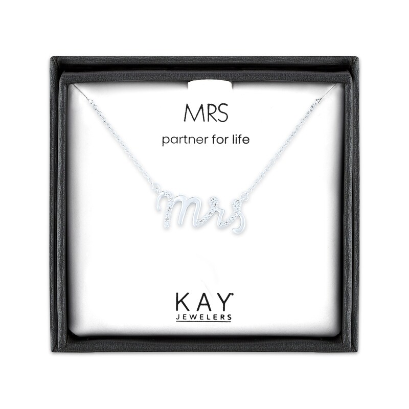 Main Image 1 of Diamond Mrs Necklace Sterling Silver 17.25"