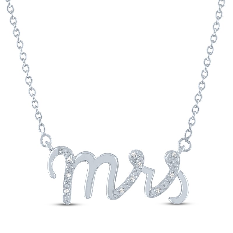 Main Image 2 of Diamond Mrs Necklace Sterling Silver 17.25"