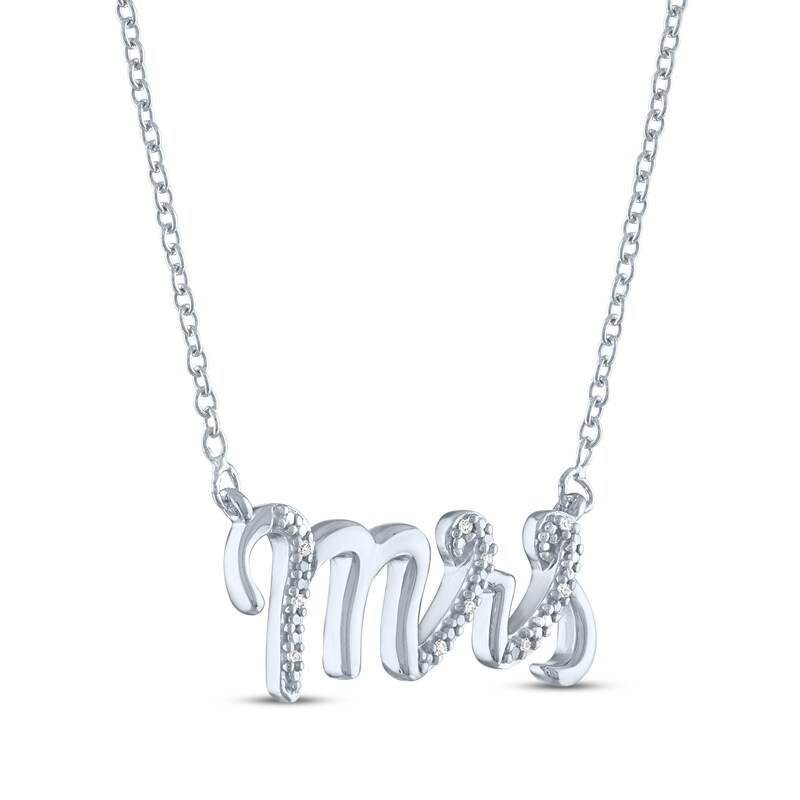 Main Image 3 of Diamond Mrs Necklace Sterling Silver 17.25"