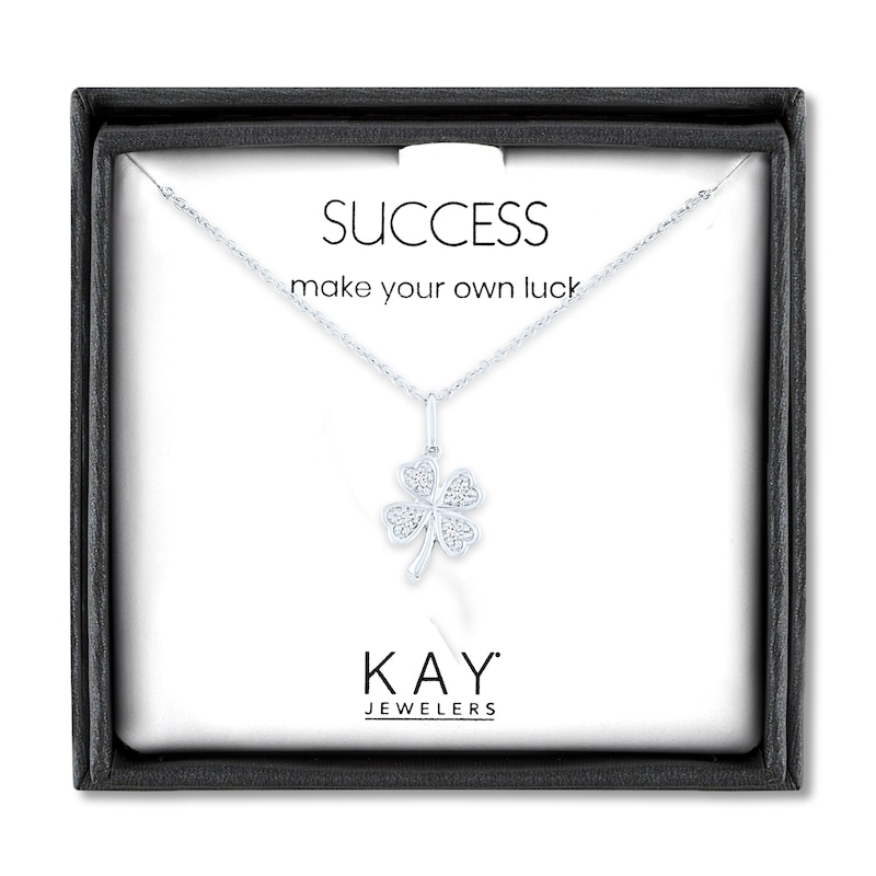 Main Image 1 of Diamond Clover Necklace Sterling Silver 18"