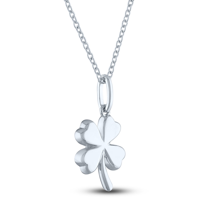 Main Image 4 of Diamond Clover Necklace Sterling Silver 18"