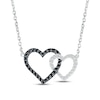 Thumbnail Image 1 of Black & White Diamond Heart Necklace 1/5 ct tw Round-cut Sterling Silver 18"