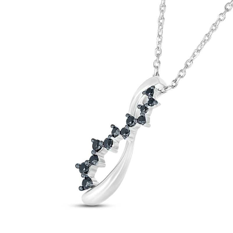 Main Image 2 of Black Diamond Necklace 1/4 ct tw Round-cut Sterling Silver 18"