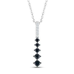 Black & White Diamond Necklace 1/3 ct tw 10K White Gold 18"