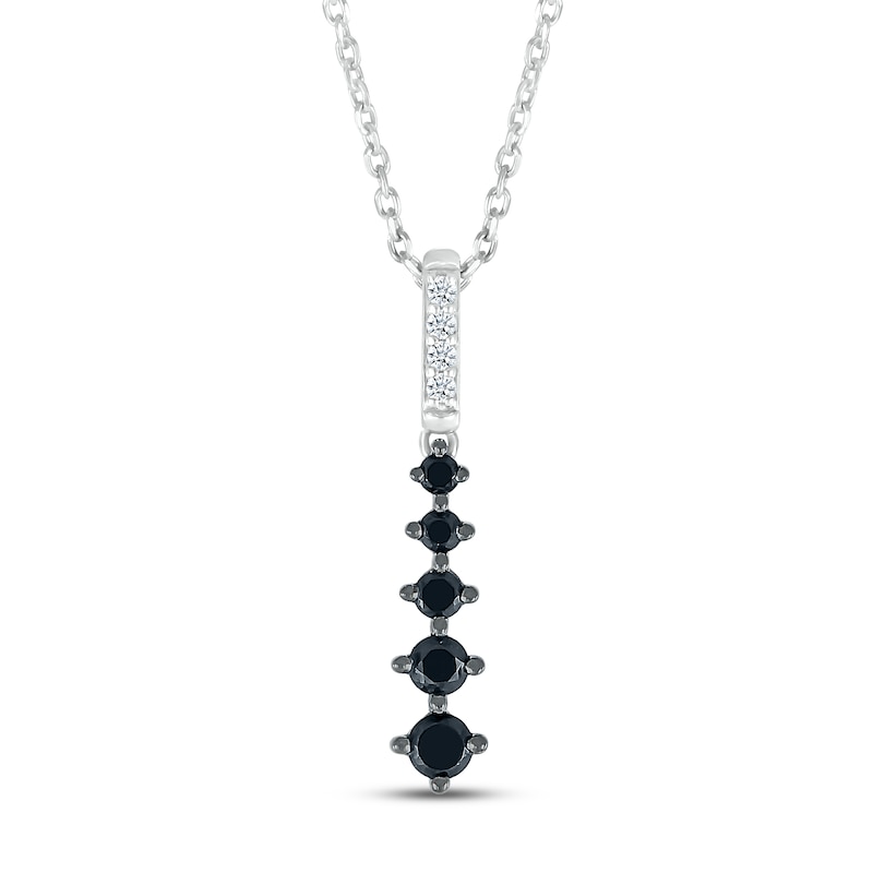 Main Image 1 of Black & White Diamond Necklace 1/3 ct tw 10K White Gold 18"