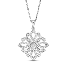 Diamond Necklace 1/3 ct tw Round-cut Sterling Silver 18"