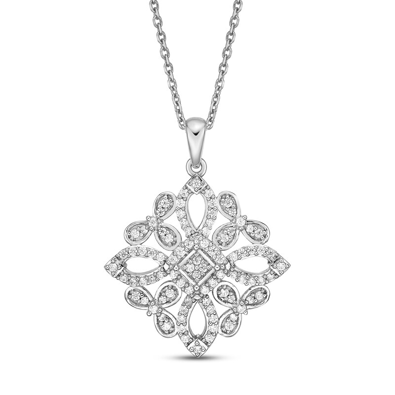 Main Image 1 of Diamond Necklace 1/3 ct tw Round-cut Sterling Silver 18"