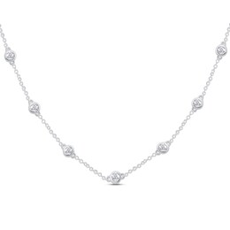 Diamond Necklace 1 ct tw Round-cut 10K White Gold 18&quot;