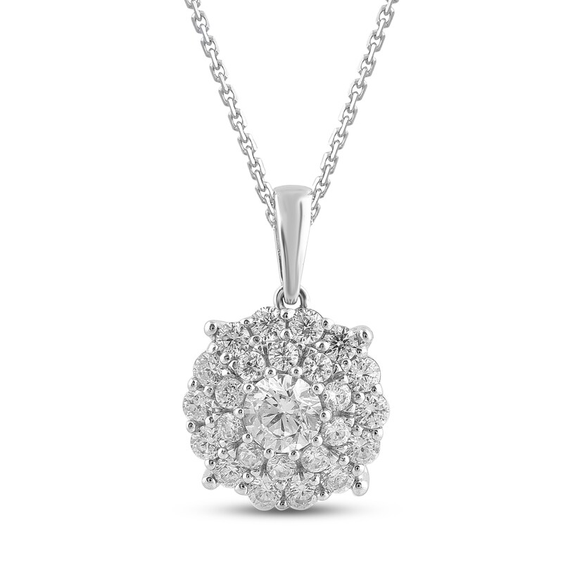 Main Image 1 of Diamond Necklace 1 ct tw Round-cut 10K White Gold 18"