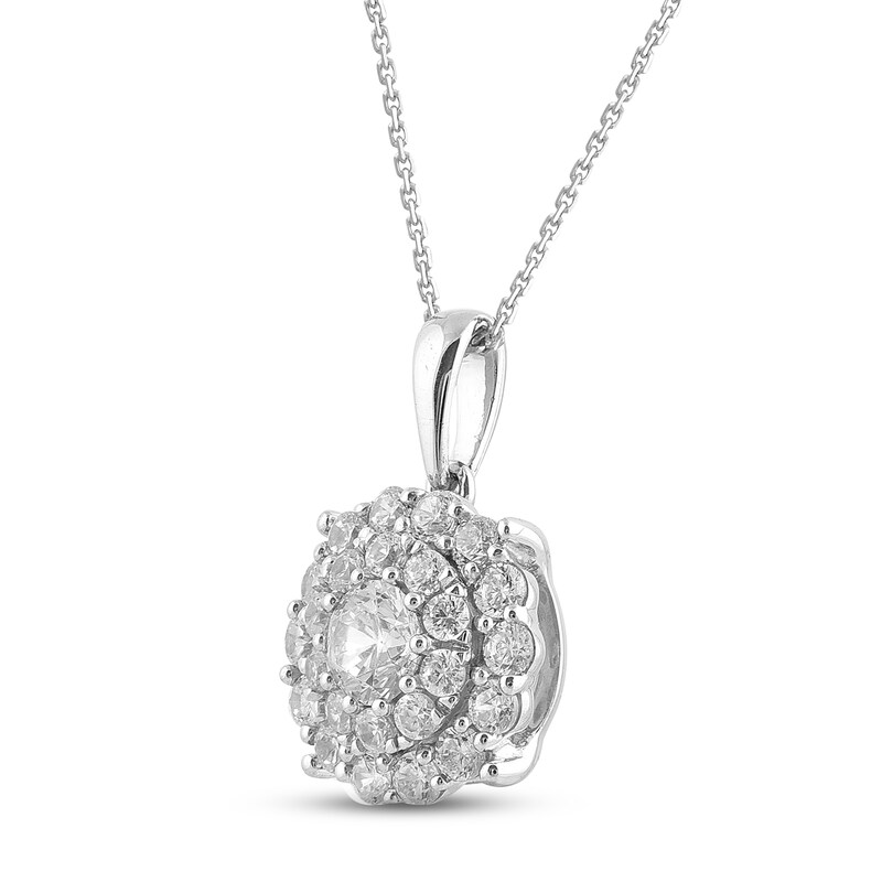 Main Image 2 of Diamond Necklace 1 ct tw Round-cut 10K White Gold 18"