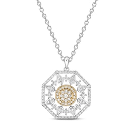 Diamond Necklace 1/2 ct tw Round-cut 10K Two-Tone Gold 18"