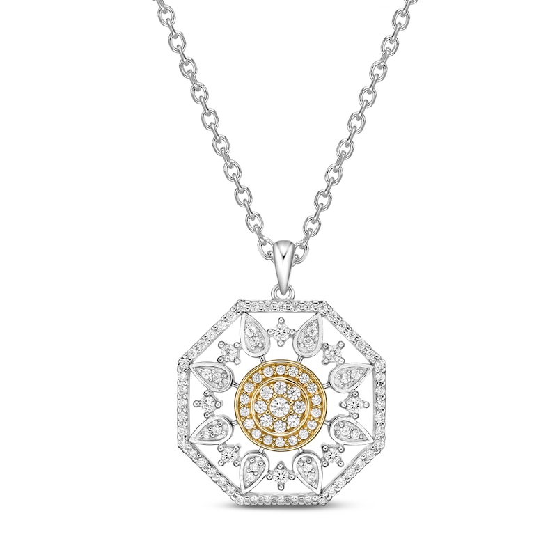 Main Image 1 of Diamond Necklace 1/2 ct tw Round-cut 10K Two-Tone Gold 18"