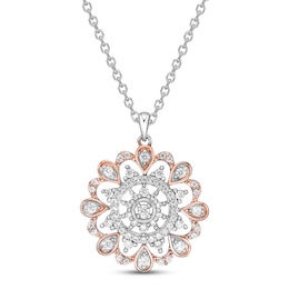 Diamond Necklace 1/2 ct tw Round-cut Sterling Silver & 10K Rose Gold 18"