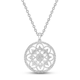 Diamond Openwork Necklace 1/2 ct tw Round-cut Sterling Silver 18"