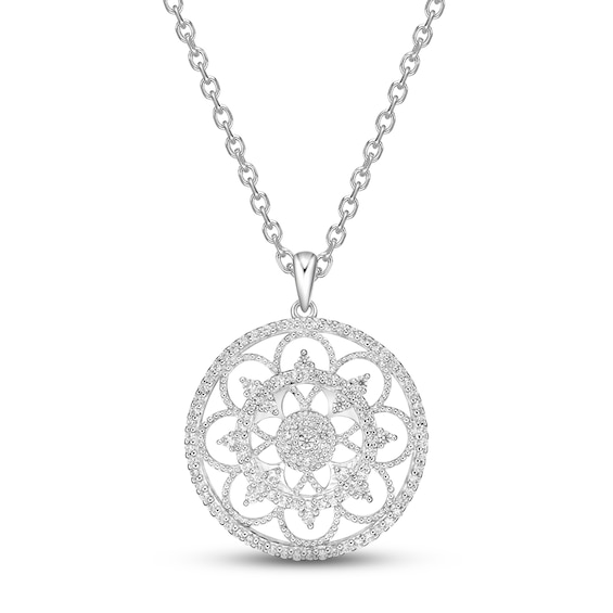 Diamond Openwork Necklace 1/2 ct tw Round-cut Sterling Silver 18"