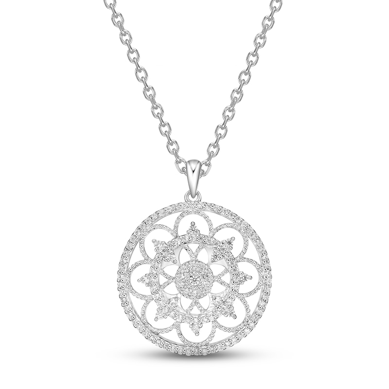 Main Image 1 of Diamond Openwork Necklace 1/2 ct tw Round-cut Sterling Silver 18"