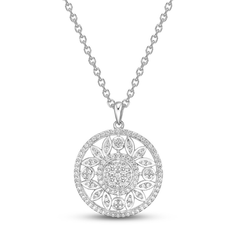 Main Image 1 of Diamond Openwork Necklace 1/2 ct tw Round-cut Sterling Silver 18"