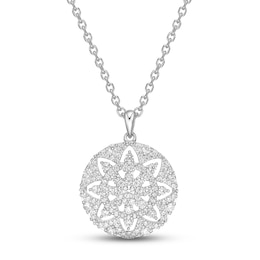 Diamond Openwork Necklace 3/4 ct tw Round-cut Sterling Silver 18"