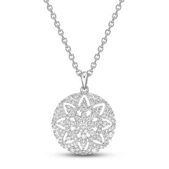 Diamond Openwork Necklace 3/4 ct tw Round-cut Sterling Silver 18"