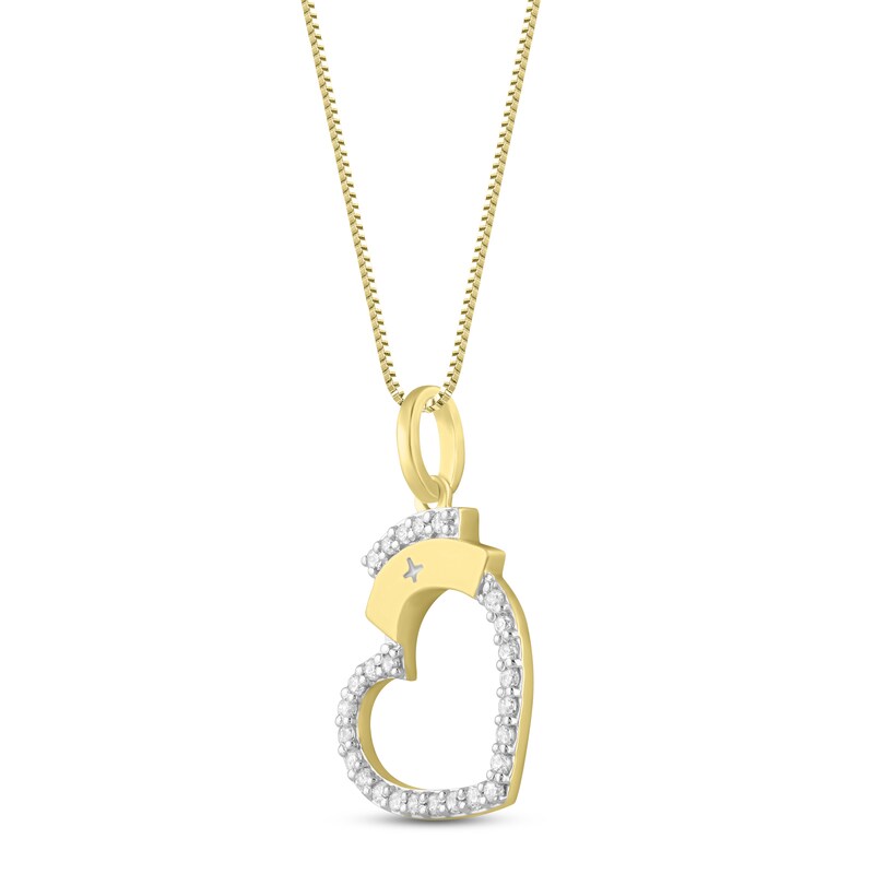 Main Image 2 of Diamond Nurse Heart Necklace 1/6 ct tw Round-cut 10K Yellow Gold 18"