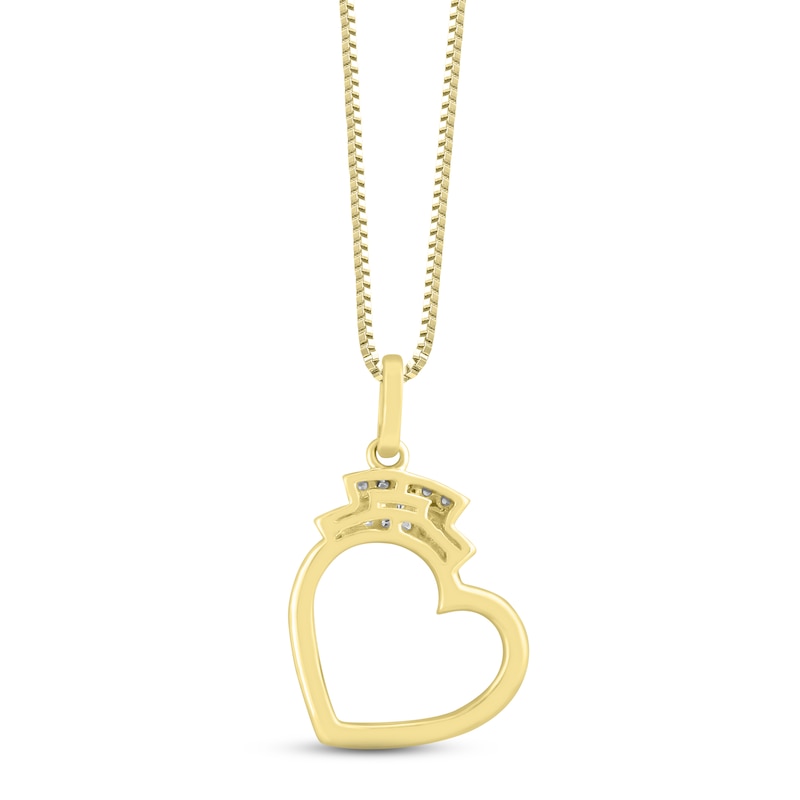 Main Image 4 of Diamond Nurse Heart Necklace 1/6 ct tw Round-cut 10K Yellow Gold 18"