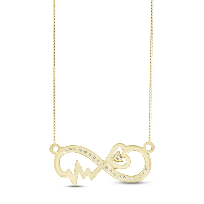 Main Image 3 of Diamond Heartbeat Infinity Necklace 1/10 ct tw Round-cut 10K Yellow Gold 18"