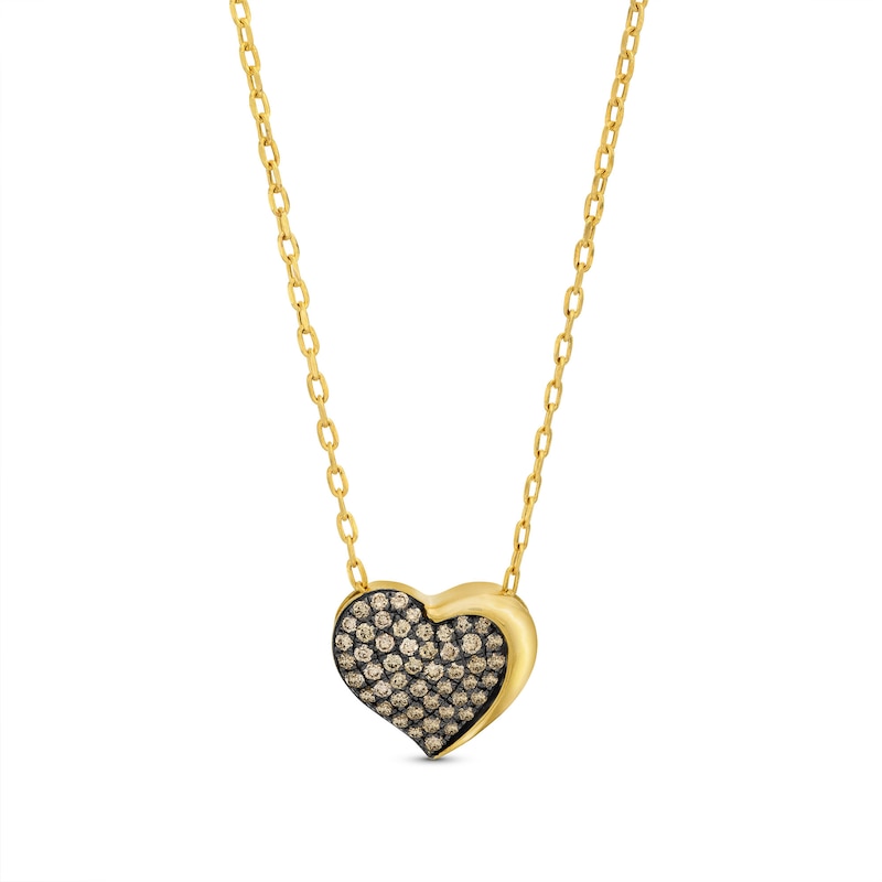 Main Image 1 of Godiva x Le Vian Diamond Heart Necklace 3/8 ct tw 14K Honey Gold 19"