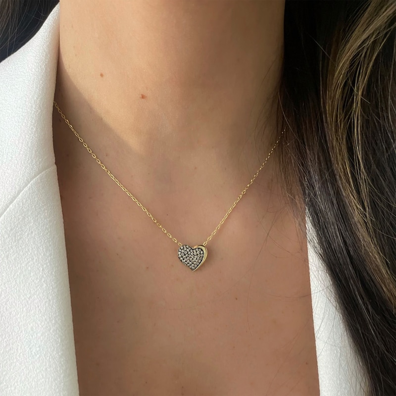 Main Image 5 of Godiva x Le Vian Diamond Heart Necklace 3/8 ct tw 14K Honey Gold 19"
