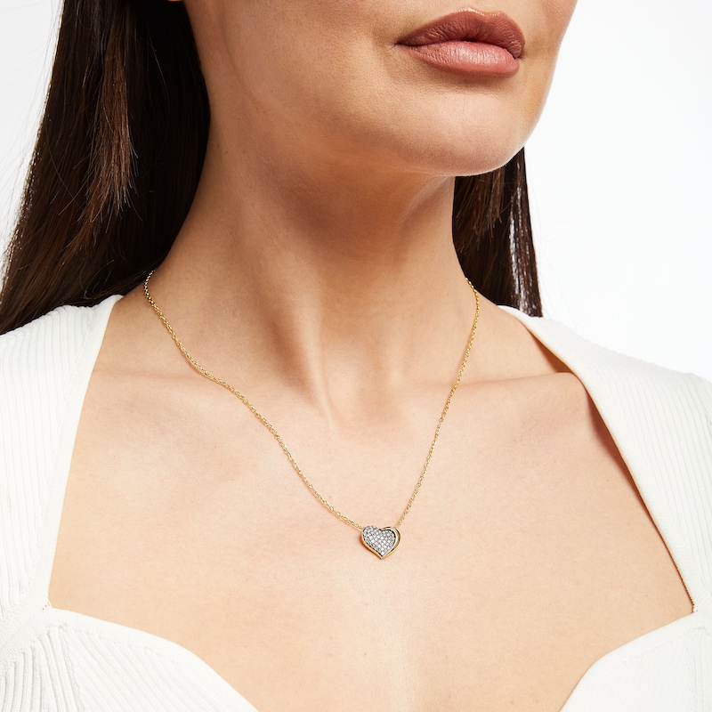Main Image 6 of Godiva x Le Vian Diamond Heart Necklace 3/8 ct tw 14K Honey Gold 19"