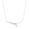 Thumbnail Image 1 of Diamond Bar Necklace 1/2 ct tw Round & Baguette-cut 10K White Gold 18"
