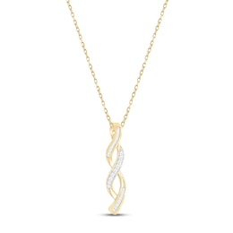 Diamond Twist Necklace 1/6 ct tw Round & Baguette-cut 10K Yellow Gold 18"