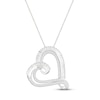 Thumbnail Image 1 of Diamond Heart Necklace 1/2 ct tw Round & Baguette-cut 10K White Gold 18"