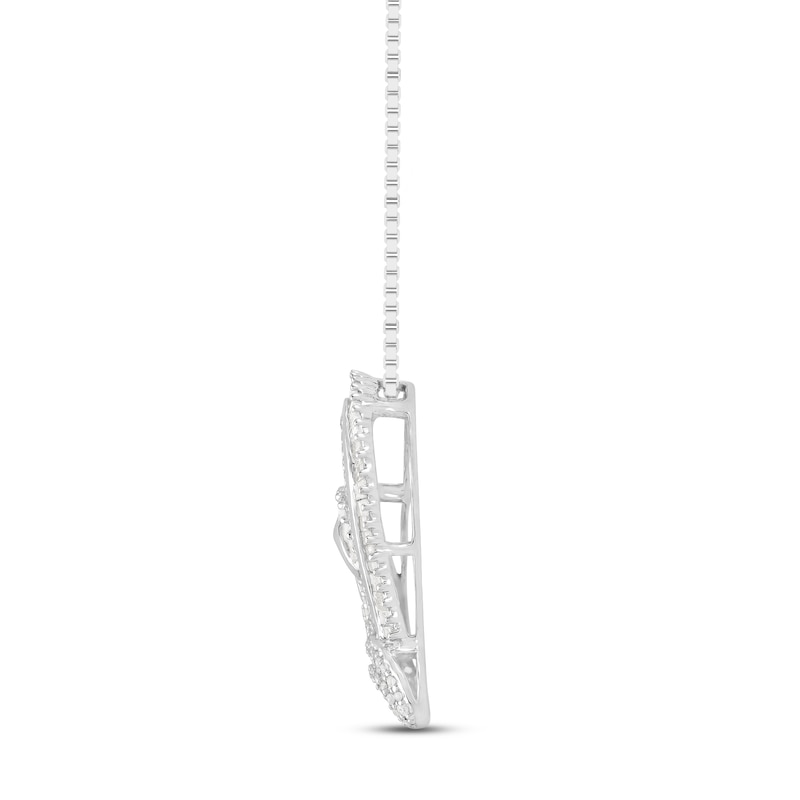 Main Image 2 of Diamond Heart Necklace 1/2 ct tw Round & Baguette-cut 10K White Gold 18"