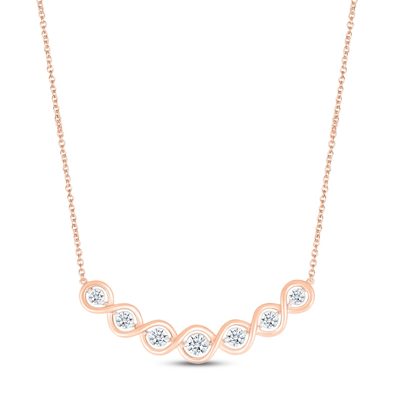 Diamond Twist Necklace 5/8 ct tw Round-cut 10K Rose Gold 18"