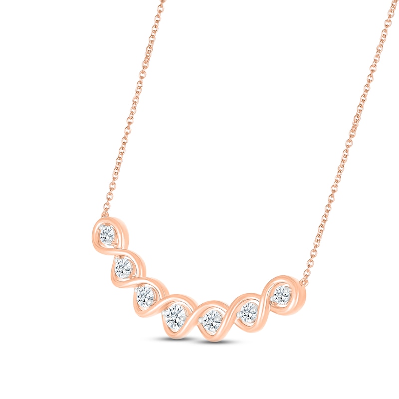 Diamond Twist Necklace 5/8 ct tw Round-cut 10K Rose Gold 18"