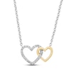 Thumbnail Image 1 of Diamond Double Heart Necklace 1/6 ct tw Round-cut Sterling Silver & 10K Yellow Gold 18"