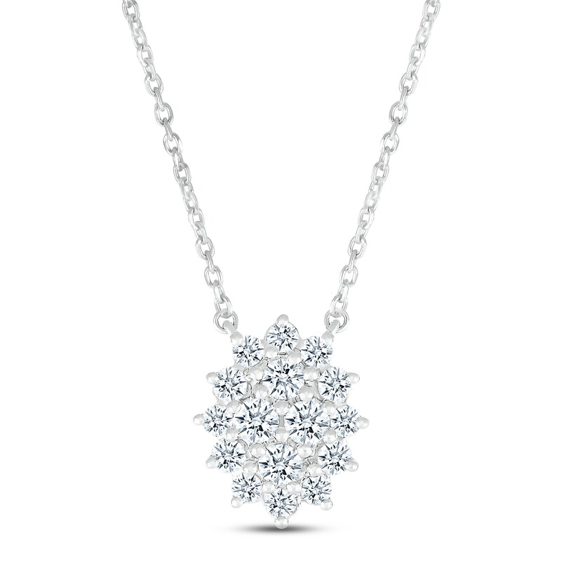Main Image 1 of Diamond Necklace 1/2 ct tw Round-cut 14K White Gold 18"