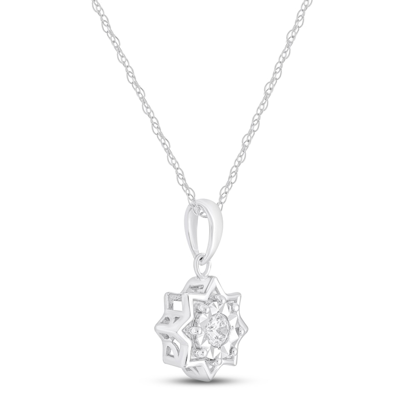 Diamond Star Necklace 1/8 ct tw Round-cut 10K White Gold 18"