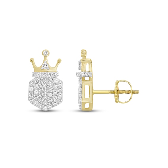 Men's Diamond Octagonal King Earrings 1/4 ct tw 10K Yellow Gold