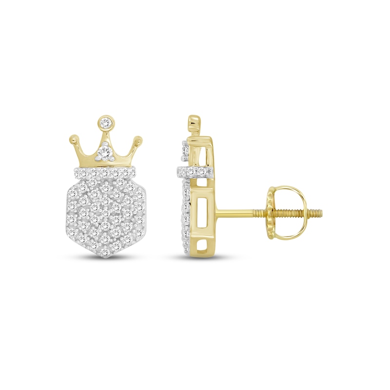 Main Image 1 of Men's Diamond Octagonal King Earrings 1/4 ct tw 10K Yellow Gold