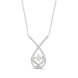 Love Entwined Diamond Necklace 1 ct tw Round-cut 10K White Gold 18&quot;