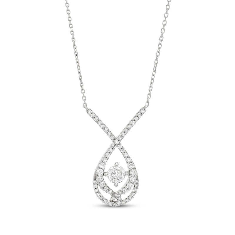 Main Image 1 of Love Entwined Diamond Necklace 1 ct tw Round-cut 10K White Gold 18"