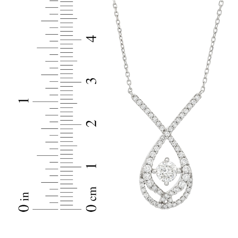 Main Image 3 of Love Entwined Diamond Necklace 1 ct tw Round-cut 10K White Gold 18"